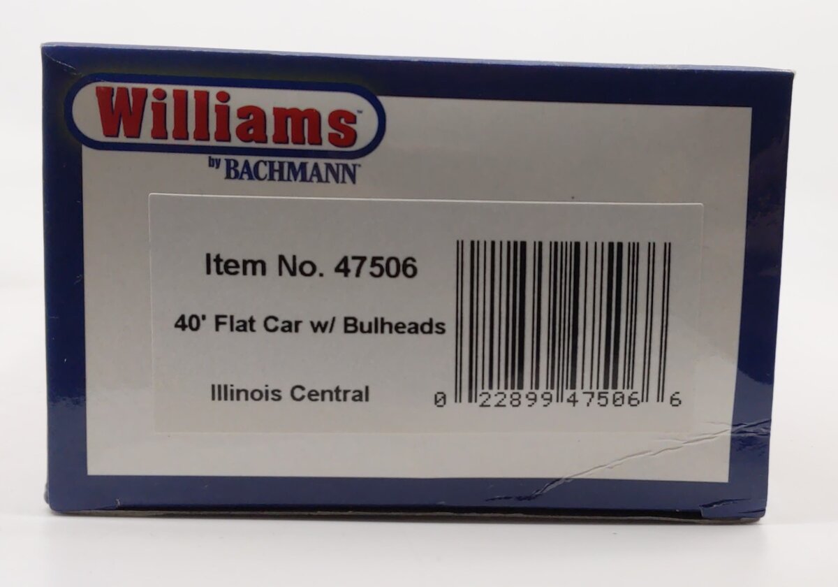 Williams 47506 O Gauge Illinois Central 40' Flat Car w/ Bulheads #910164
