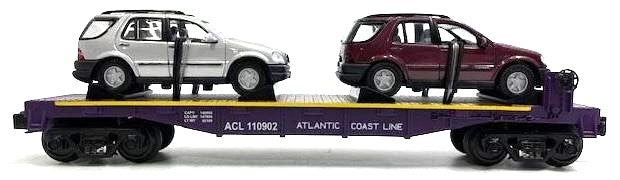 MTH 30-76056 O Atlantic Coast Line Flatcar w/2 1997 Mercedes-Benz Cars #110902 NIB