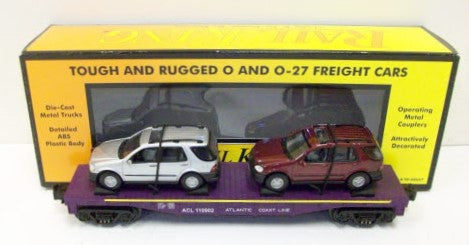 MTH 30-76056 O Atlantic Coast Line Flatcar w/2 1997 Mercedes-Benz Cars #110902 NIB