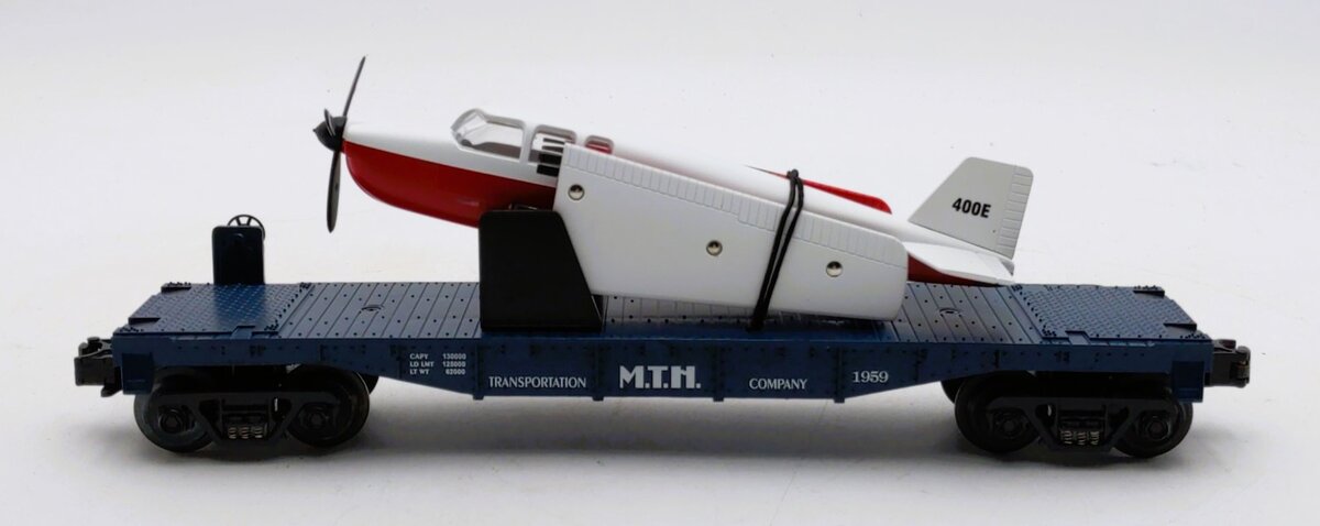 MTH 30-7621 O MTH Transportation Co Flatcar w/Red & White Airplane #1959 LN/Box