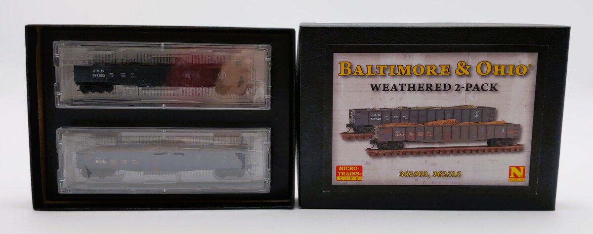 Micro-Trains 99305960 N Baltimore & Ohio 50' Weathered Gondola w/Load (Set of 2)