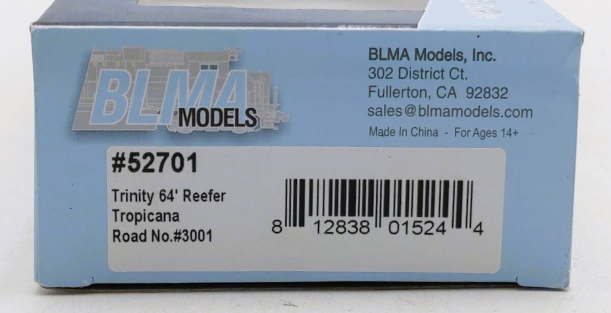 BLMA Models 52701 HO TPIX 64' Reefer #3001