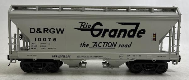 MTH 20-97729 O Gauge Denver & Rio Grande Western 2-Bay Centerflow Hopper #10075