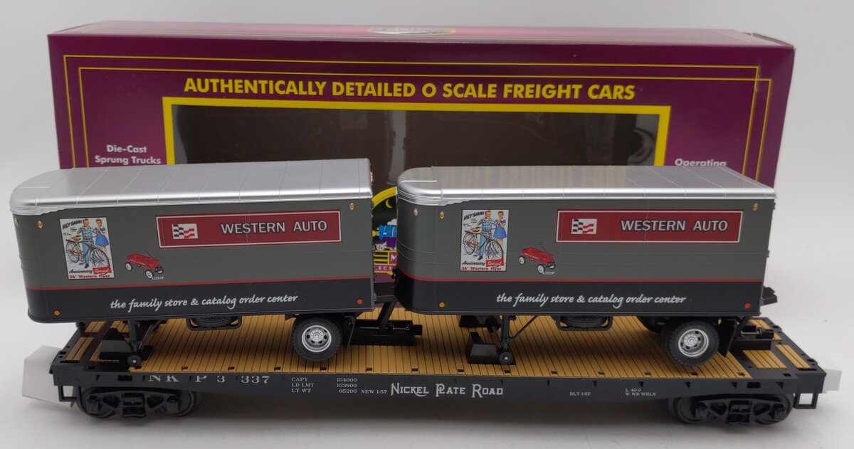 MTH 20-95410 O Scale Premier Flat Car w/(2) PUP Trailers LN/Box