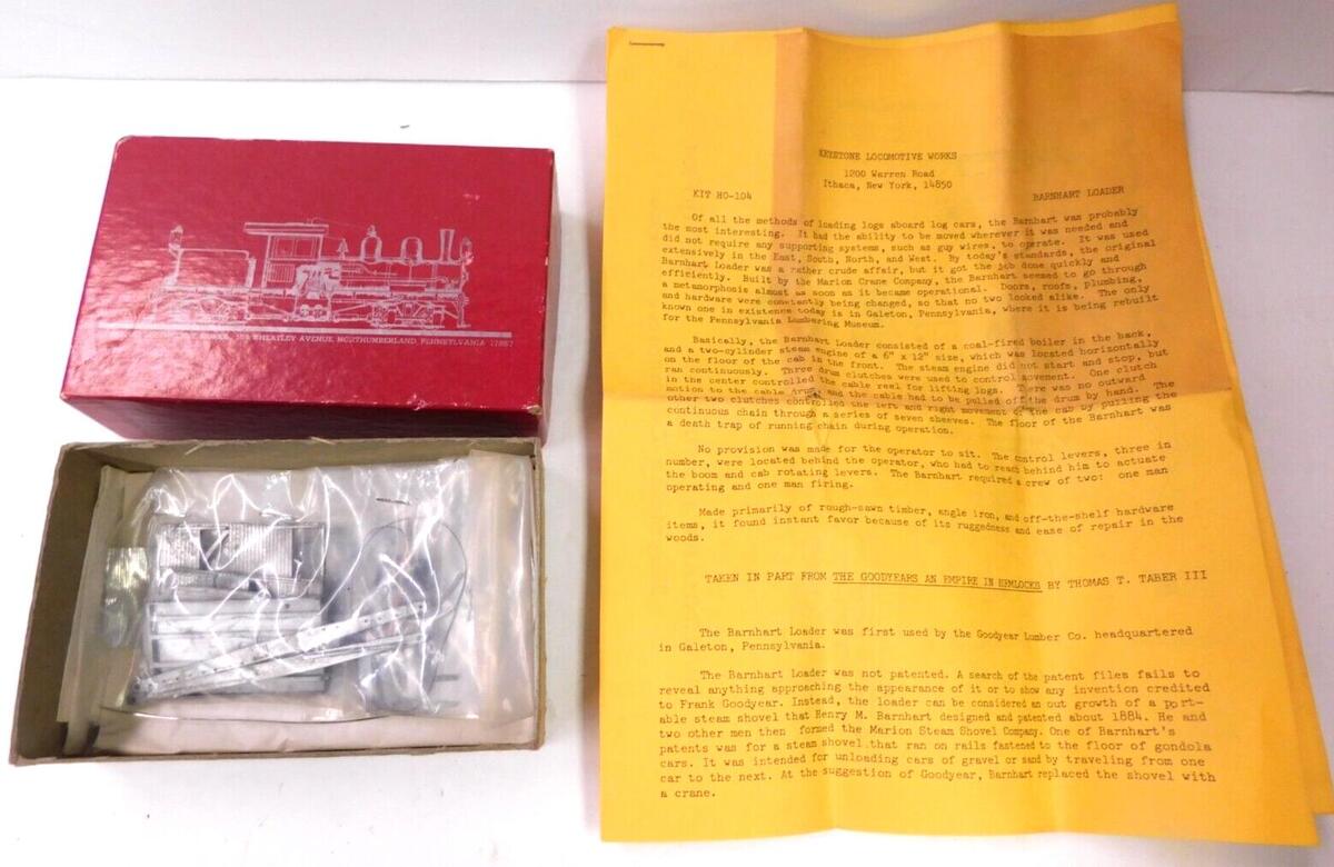 Keystone Locomotive HO-104 HO Scale Barnhart Log Loader Cast Metal Building Kit