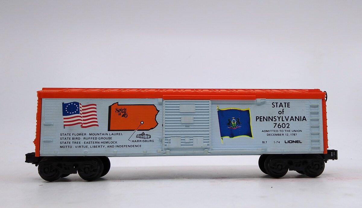 Lionel 6-7602 O Gauge Spirit of 76 State of Pennsylvania Boxcar #7602 VG/Box