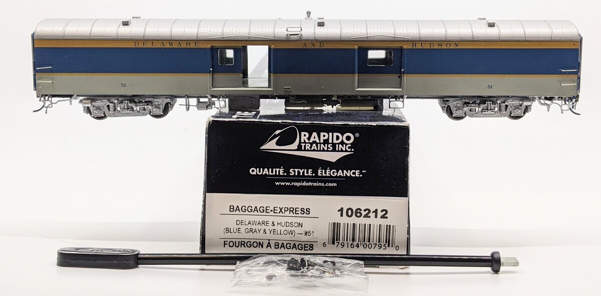 Rapido Trains 106212 HO Delaware & Hudson Baggage Express Car #51 MT/Box