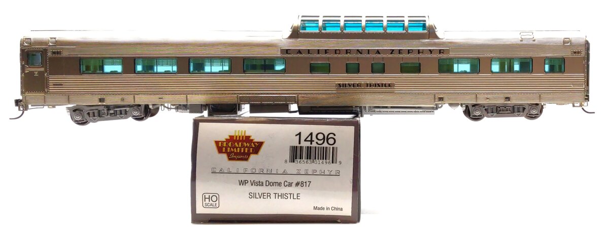 Broadway Limited 1496 HO WP Silver Thistle California Zephyr Vista Dome Car #817