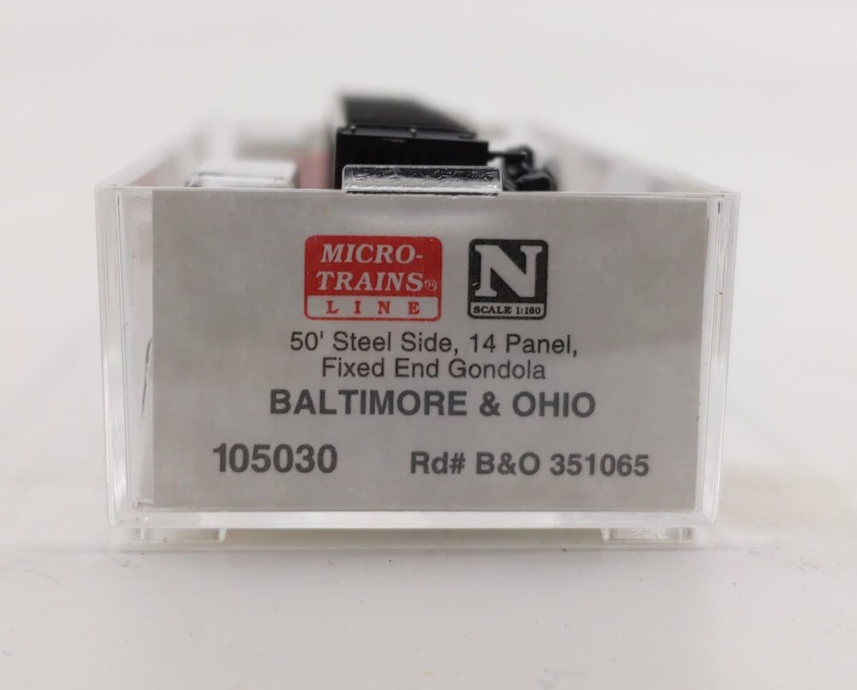 Micro-Trains 10500030 N B&O 50' 14 Panel Steel Fishbelly Side Gondola #351065