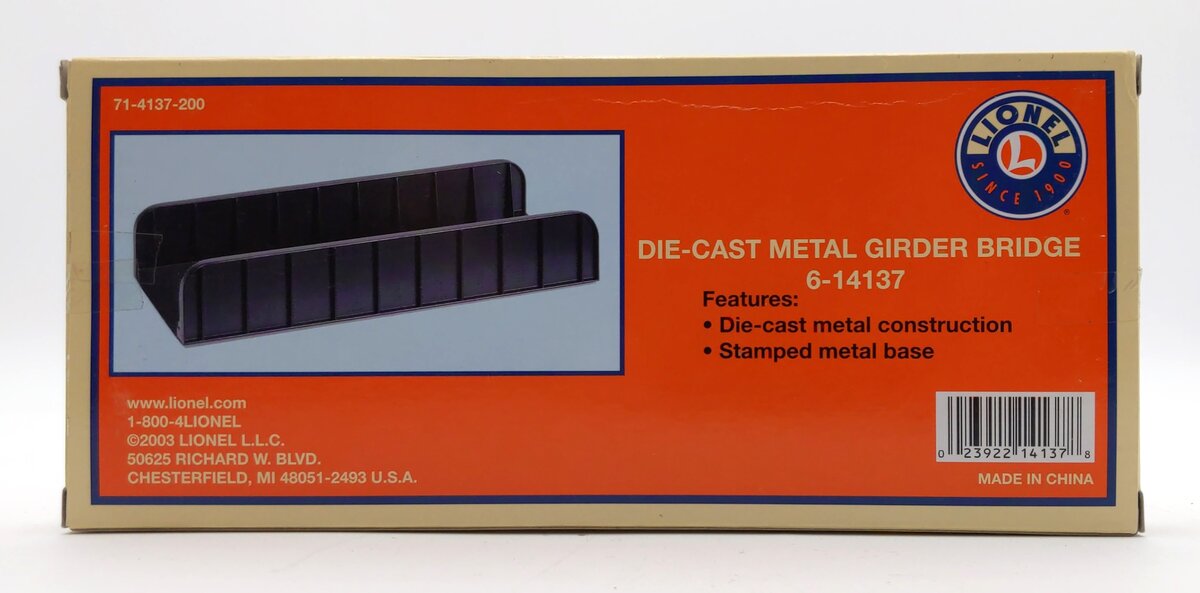 Lionel 6-14137 O Gauge Die-Cast Girder Bridge