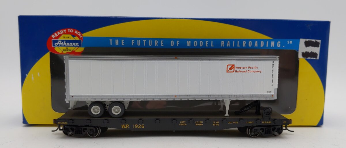 Athearn 92073 HO Western Pacific 50' Flat W/45' Trailer # 1926