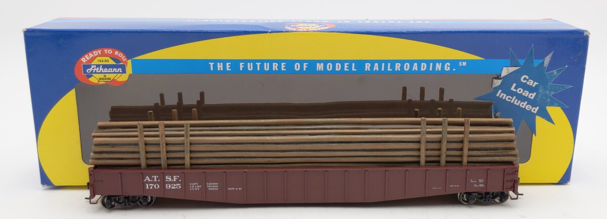 Athearn 93662 HO Santa Fe 65'' Mill Gondola w/ Pole Load #170925
