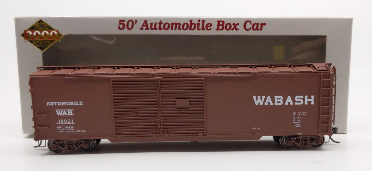 Proto 2000 30341 HO Scale Wabash 50' Automobile Boxcar #18021 LN/Box