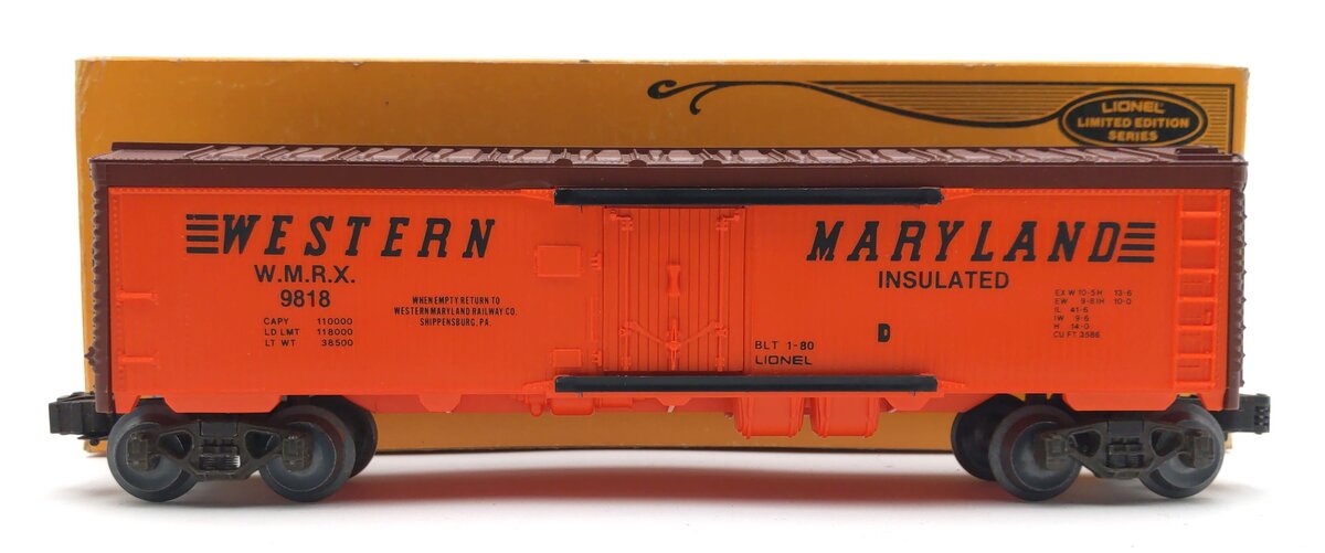 Lionel 6-9818 O Gauge Western Maryland Reefer Car LN/Box