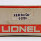 Lionel 6-9704 O Gauge Norfolk and Western Tuscan Boxcar EX/Box