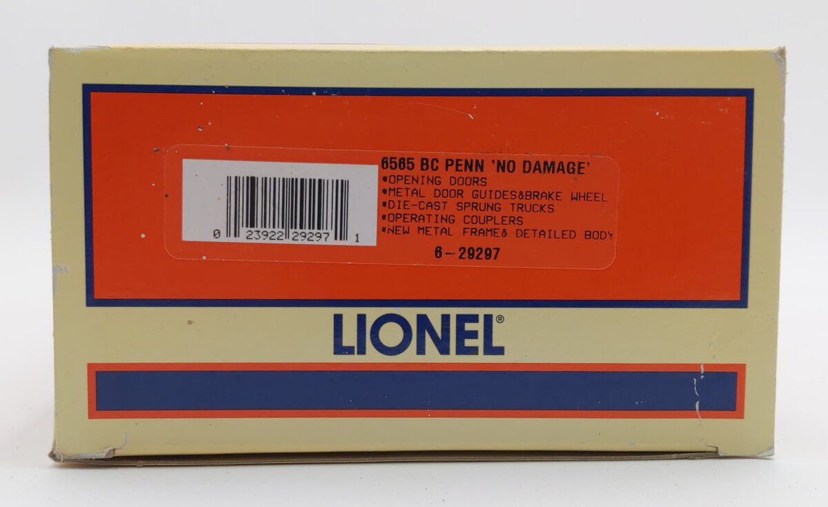 Lionel 6-29297 O Gauge Pennsylvania Railroad 6565 Penn 'NO DAMAGE' Boxcar #47158 LN/Box