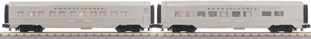 MTH 30-67415 O Gauge Pennsylvania RR 2-Car 60’ Streamlined ABS Sleeper/Diner Set