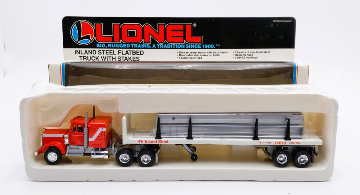 Lionel 6-12819 O Gauge Inland Steel Flatbed Tractor Trailer W/Stakes #12819