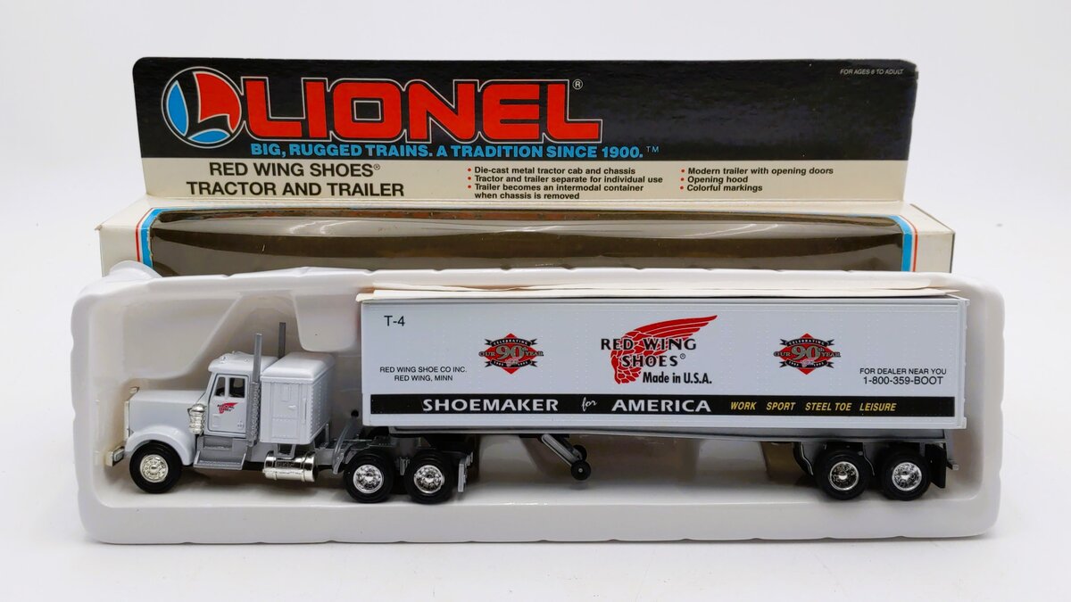 Lionel 6-12923 O Gauge Red Wing Shoes Tractor & Trailer