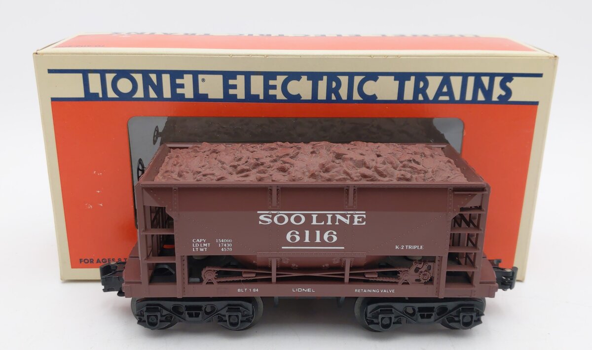 Lionel 6-6116 O Gauge SOO Line Ore Car #6116 w/ Ore Load LN/Box