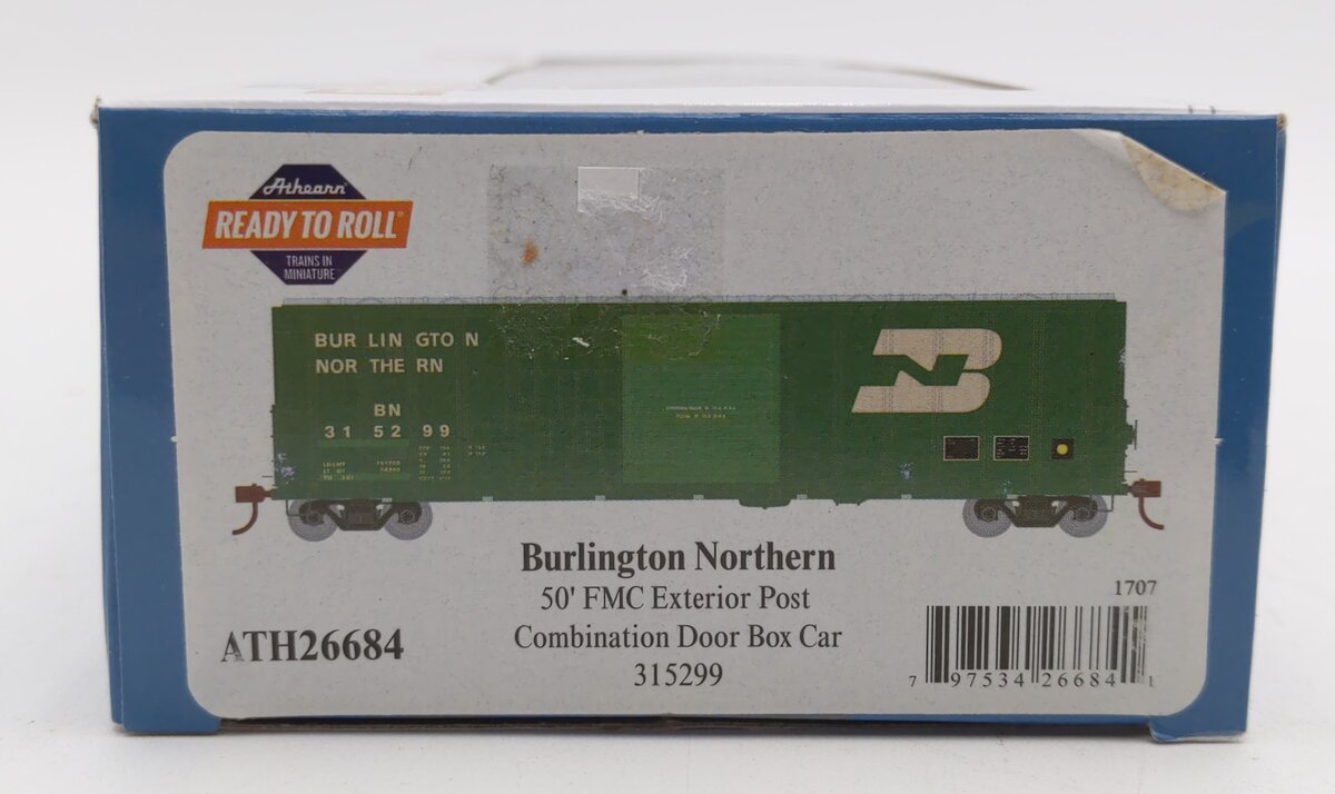 Athearn 26684 HO Burlington Northern RTR 50' FMC Combo Door Box #315299