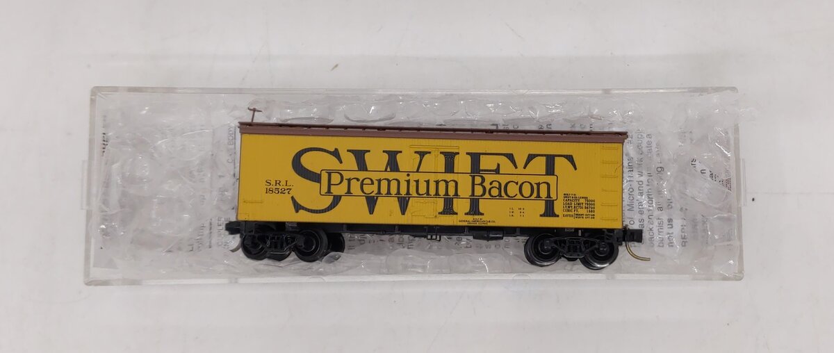 Micro-Trains 05800520 N Swift Premium Bacon 36' Wood Sheathed Reefer #18527 LN/Box