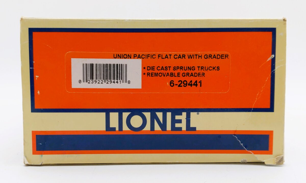 Lionel 6-29441 O Gauge Union Pacific Flatcar with Road Grader LN/Box