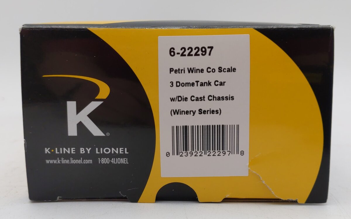 Lionel K-Line 6-22297 Petri Wine Company 3-Dome Tank Car with Die Cast Chassis