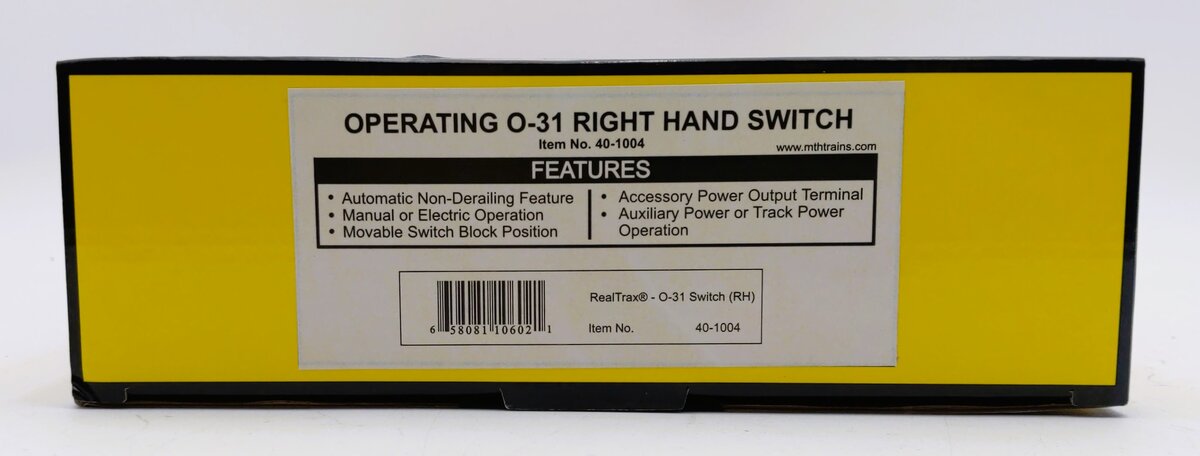 MTH 40-1004 O 31 RealTrax Nickel Silver Right Hand Remote Switch Turnout EX/Box