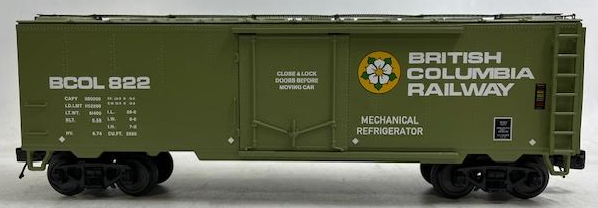 MTH 20-94185 O Gauge British Columbia Railway Reefer Car #822 EX/Box
