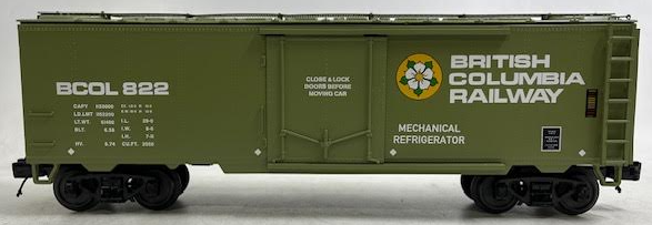 MTH 20-94185 O Gauge British Columbia Railway Reefer Car #822 EX/Box