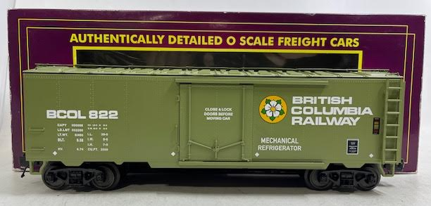 MTH 20-94185 O Gauge British Columbia Railway Reefer Car #822 EX/Box