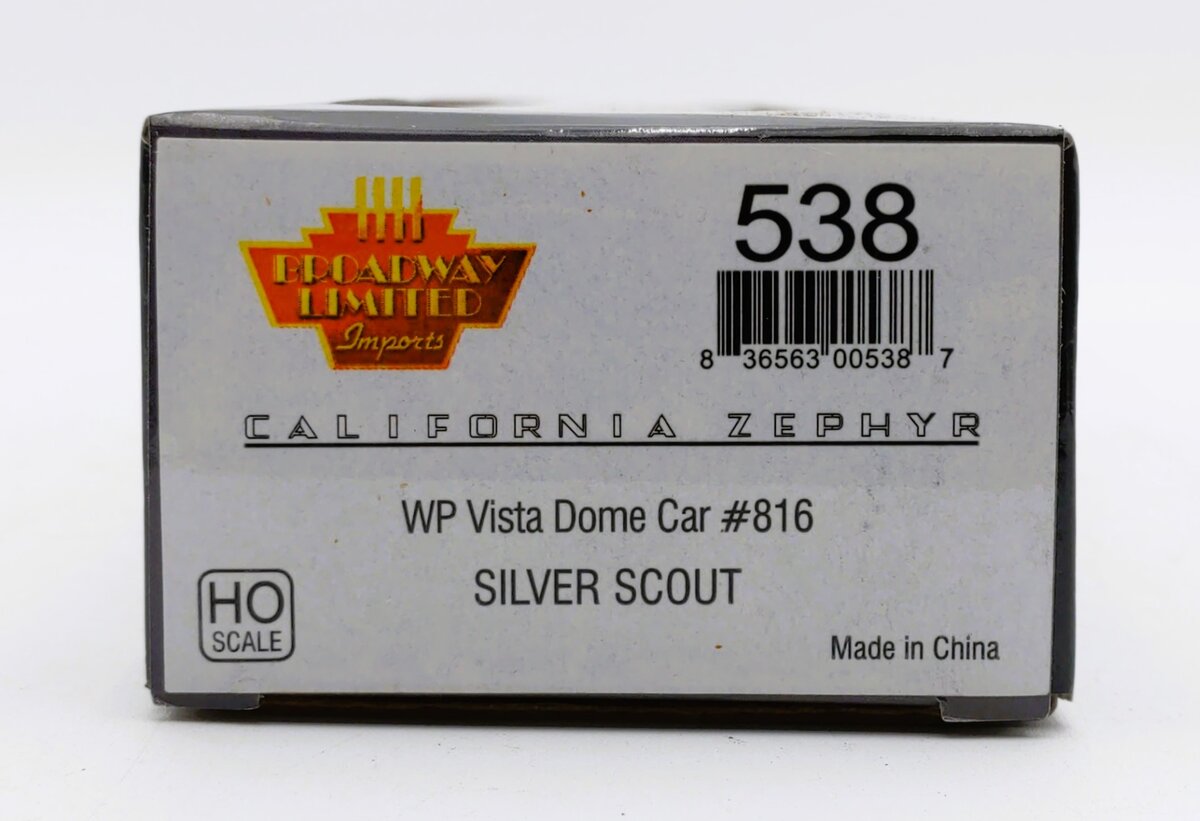 Broadway Limited 538 HO WP Silver Scout California Zephyr Vista Dome #816