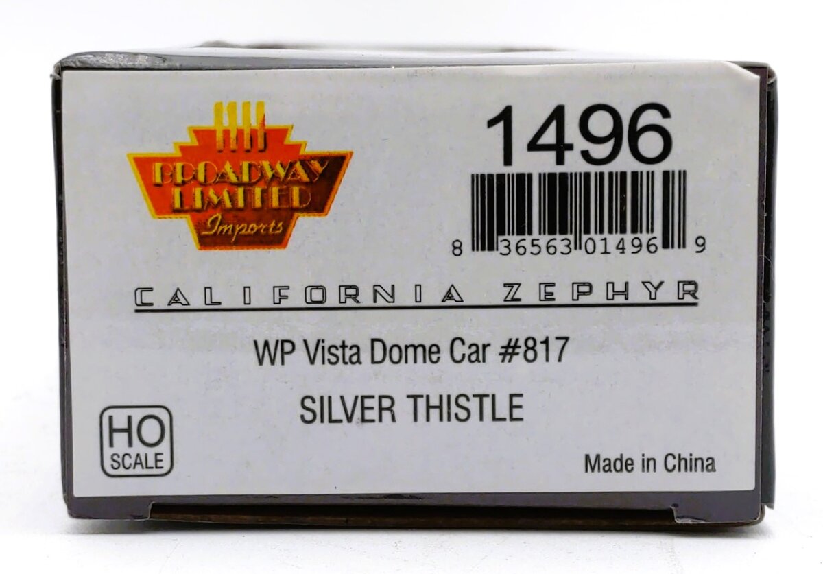 Broadway Limited 1496 HO WP Silver Thistle California Zephyr Vista Dome Car #817