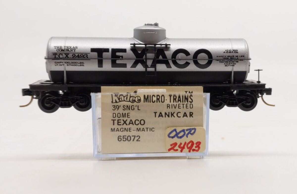 Micro-Trains 06500072 N Texaco 39' Single Dome Tank Car #2493