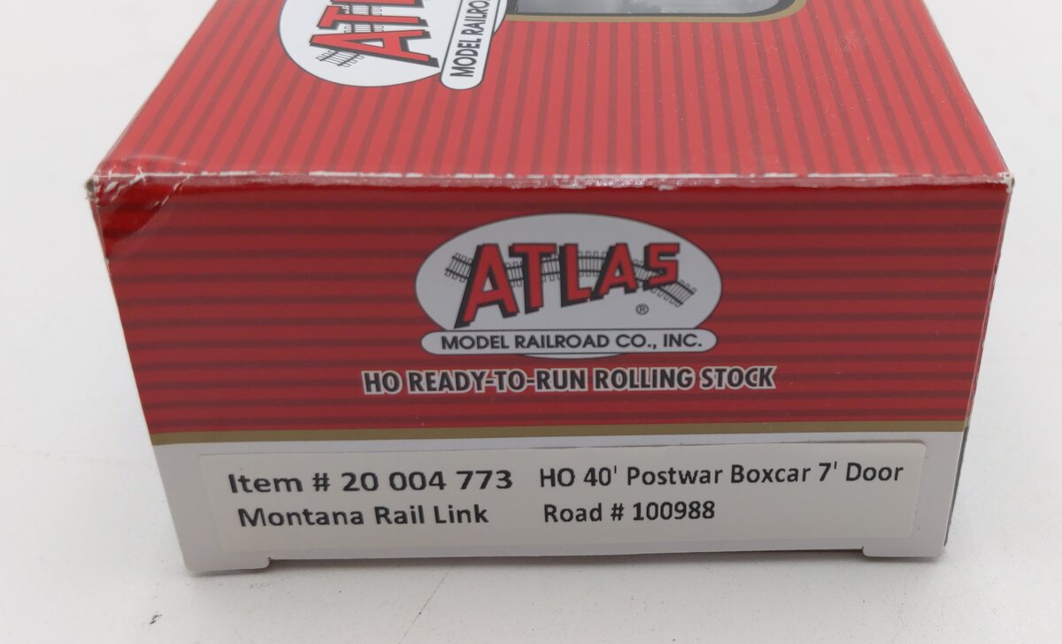 Atlas 20004773 HO Montana Rail Link 40' Postwar Box Car with 6' Door #100988