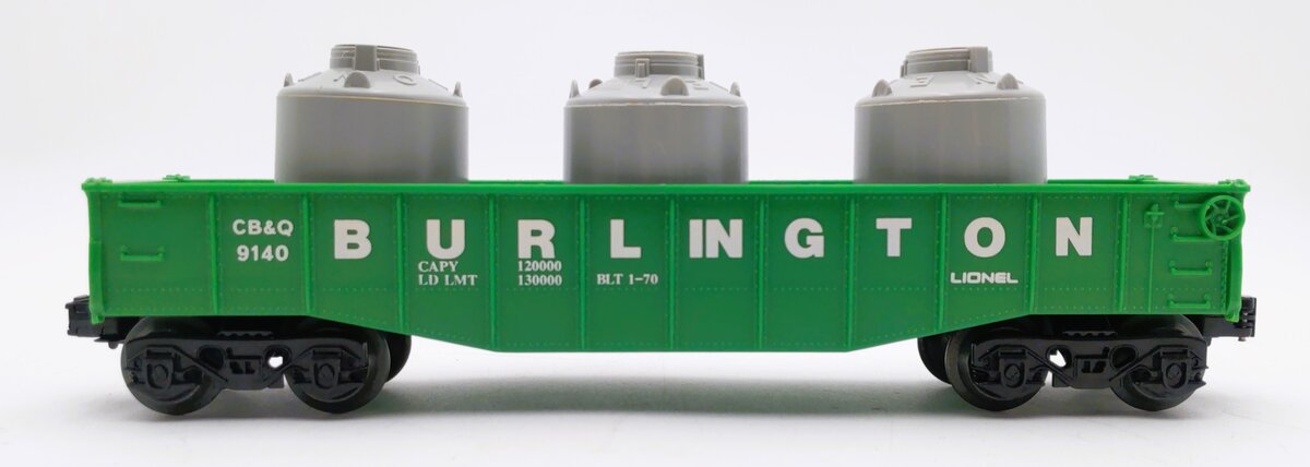 Lionel 6-9140 O Burlington Gondola w/3 Canisters #9140 EX/Box
