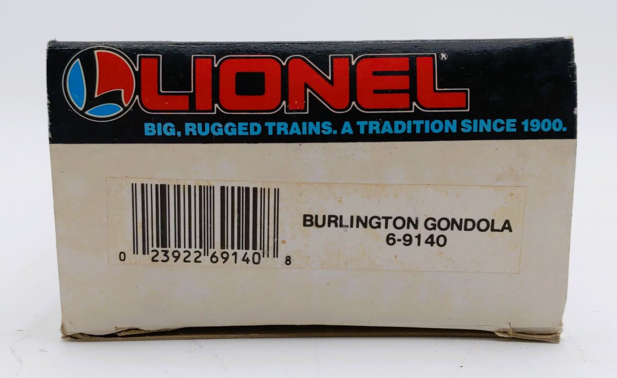 Lionel 6-9140 O Burlington Gondola w/3 Canisters #9140 EX/Box