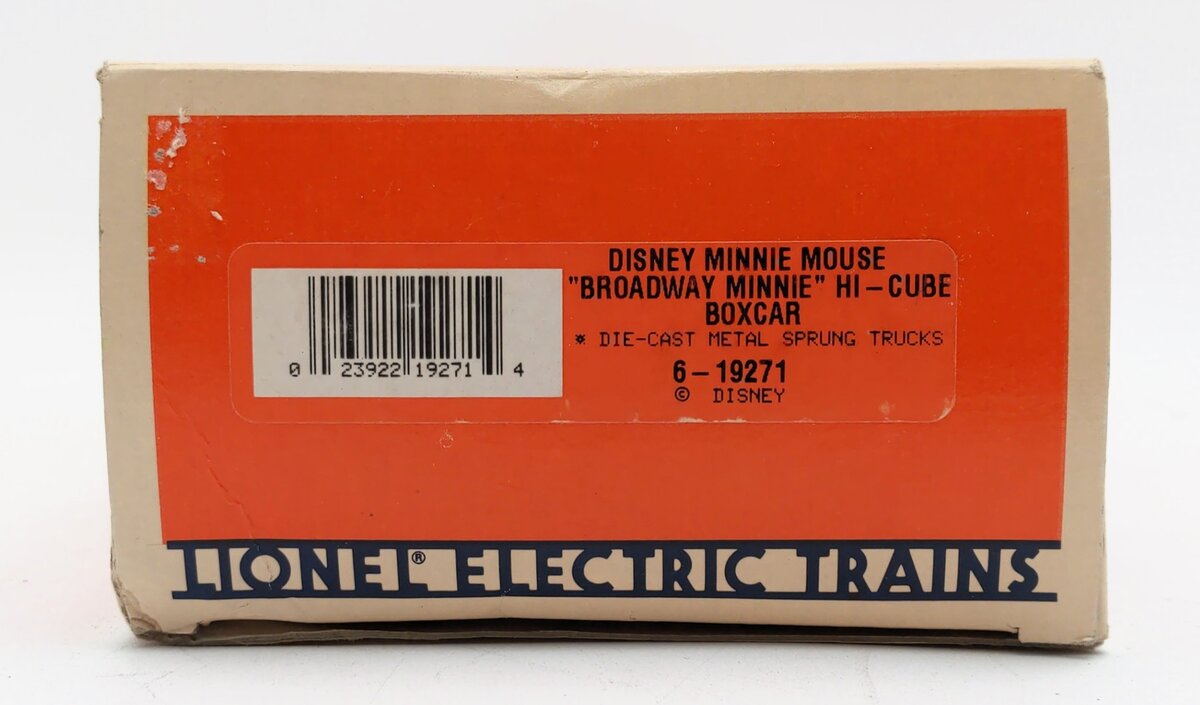 Lionel 6-19271 O Gauge Disney Broadway Minnie Mouse Hi-Cube Boxcar LN/Box