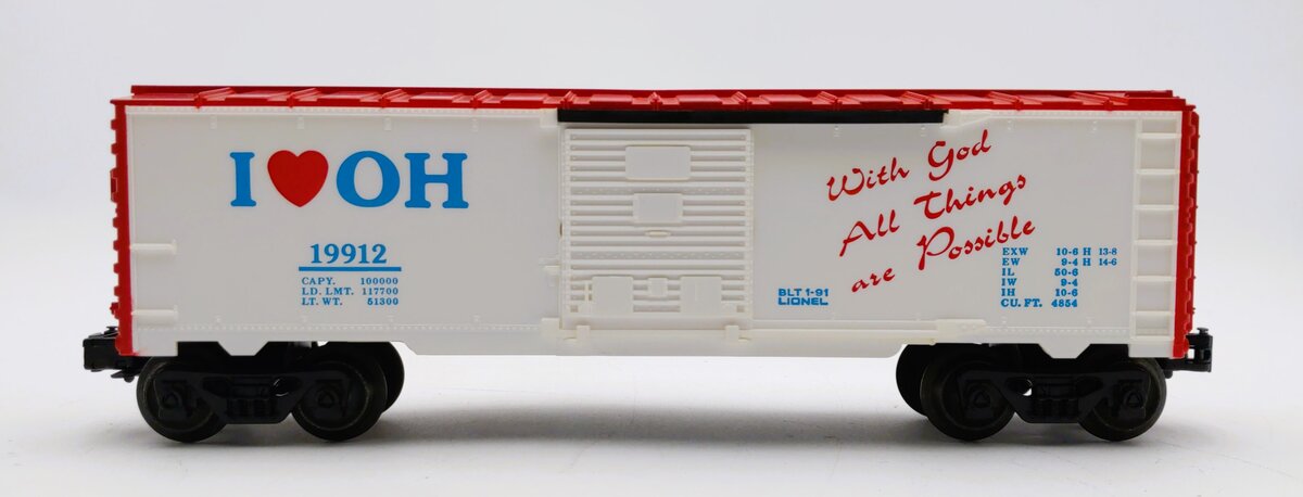 Lionel 6-19912 O Gauge I Love Ohio Boxcar #19912 LN/Box