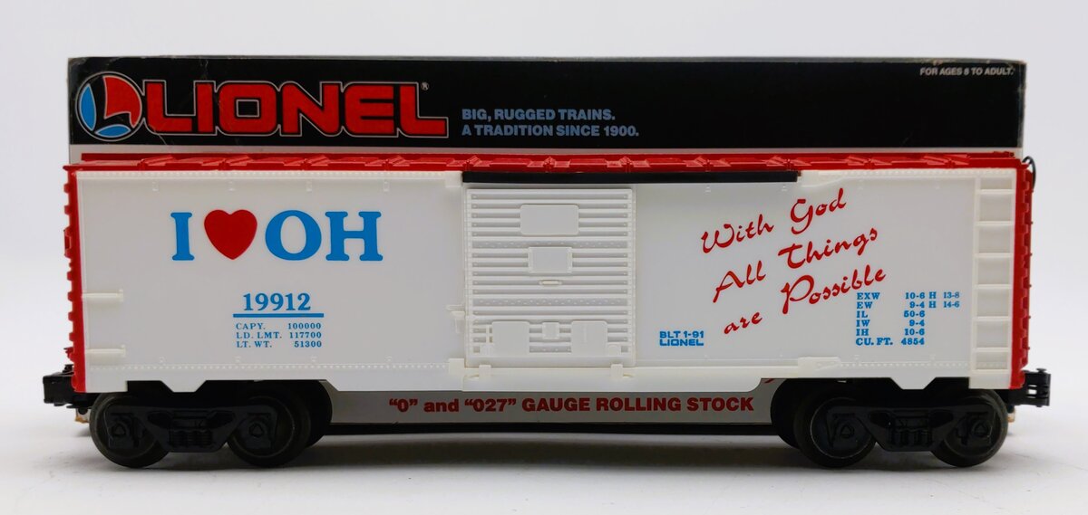Lionel 6-19912 O Gauge I Love Ohio Boxcar #19912 LN/Box