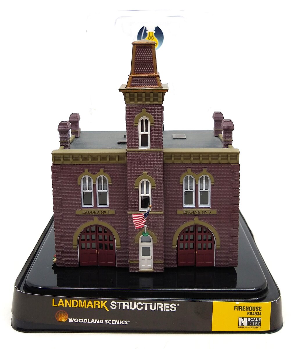 Woodland Scenics BR4934 N Built-&-Ready Firehouse Building Assembled