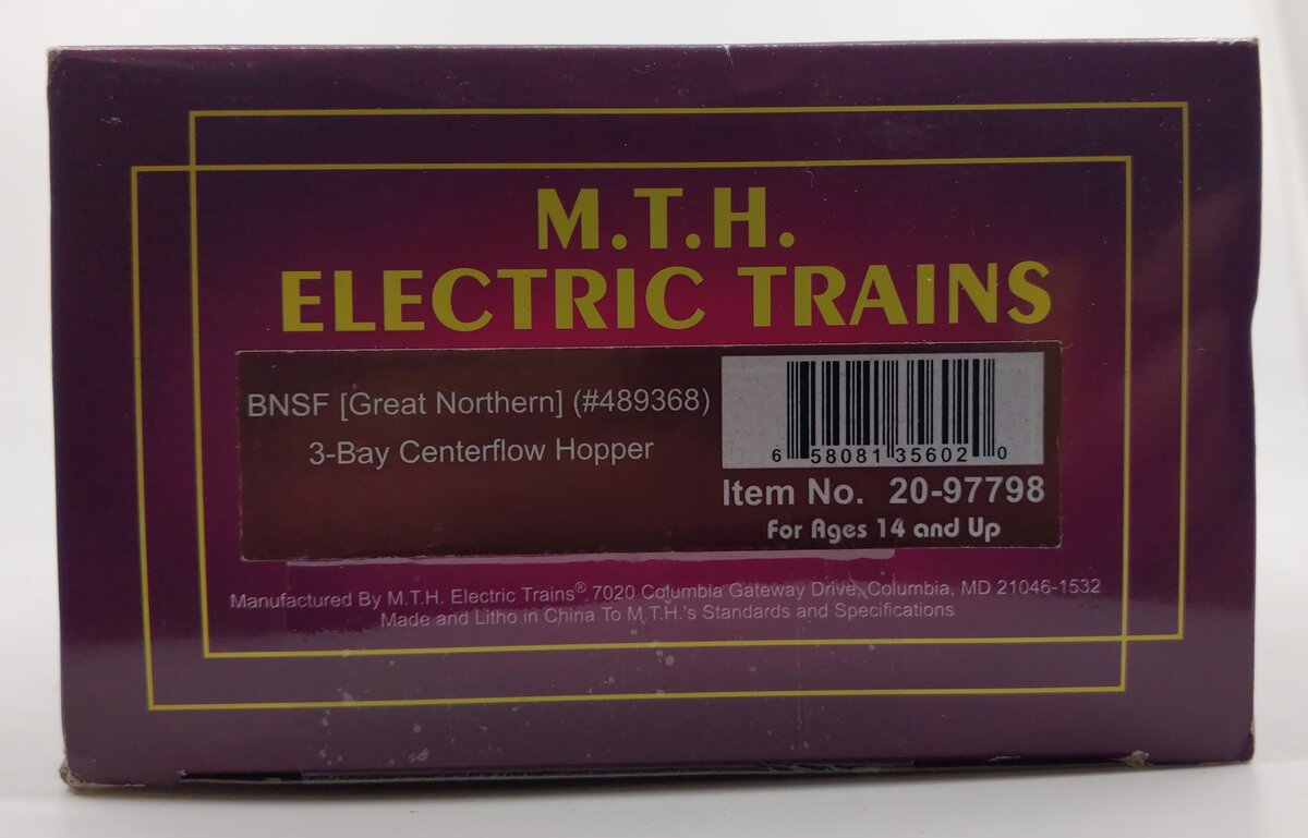 MTH 20-97798 O Gauge BNSF 3-Bay Centerflow Hopper #489368