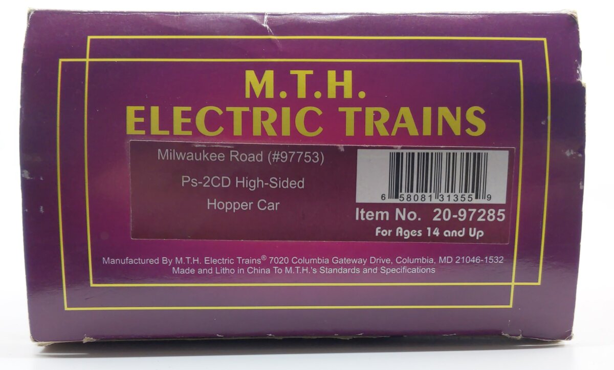 MTH 20-97285 O Milwaukee Road PS-2CD 3-Bay Covered Hopper #97753