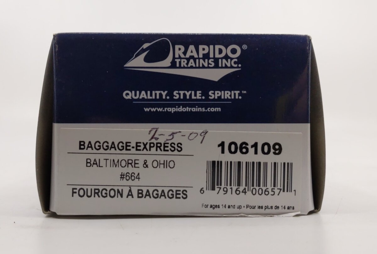 Rapido Trains 106109 HO Baltimore & Ohio 73' 6