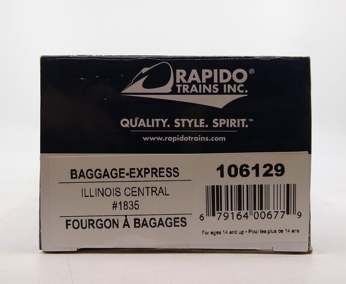 Rapido Trains 106129 HO Illinois Central 73' 6" Smooth Side Baggage #1835