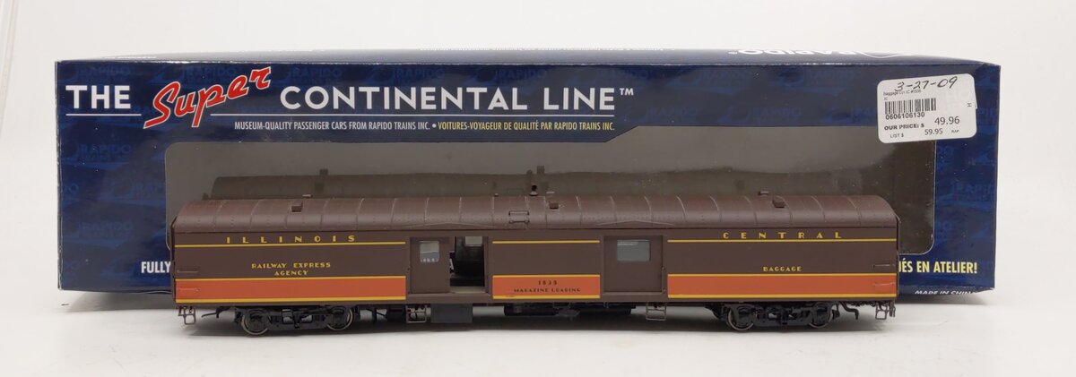 Rapido Trains 106130 HO Illinois Central 73' 6" Smooth Side Baggage #1838