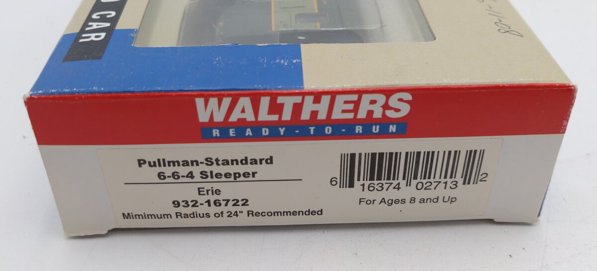 Walthers 932-16722 HO Scale Erie Pullman Standard 6-6-4 Sleeper Passenger Car LN/Box