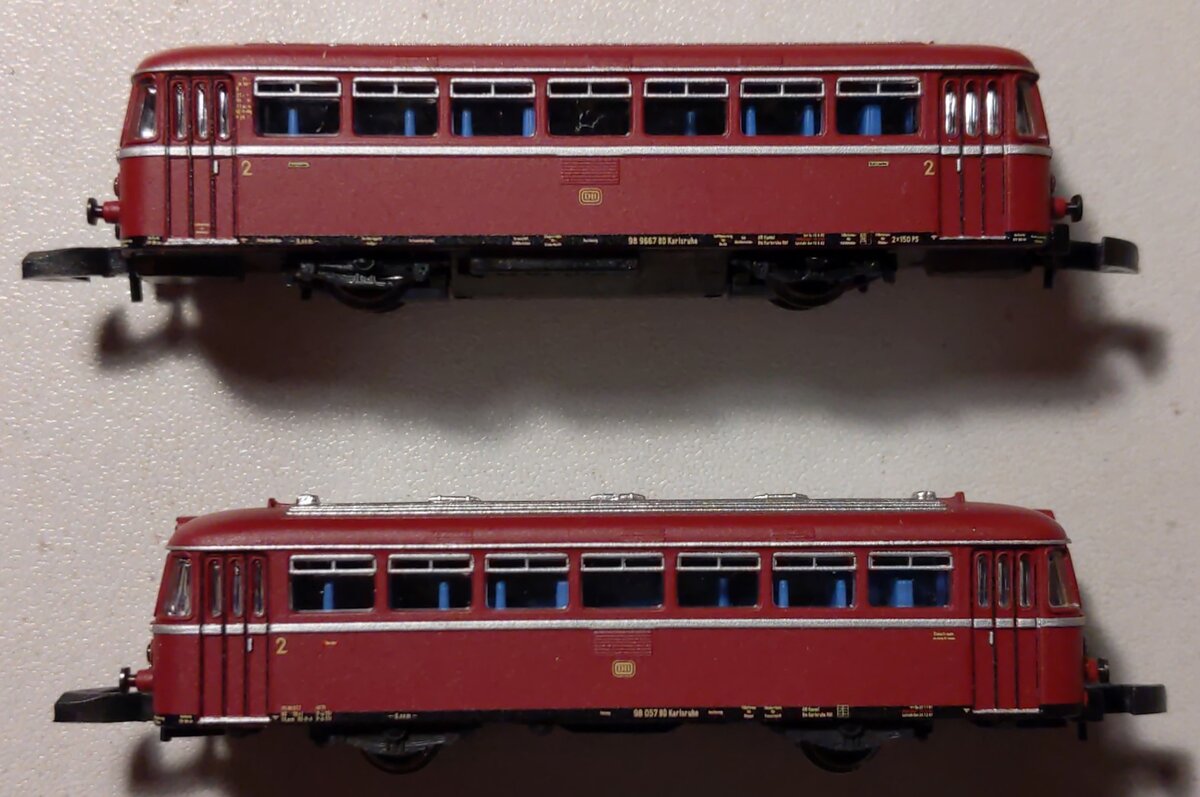 Marklin 88167 Z Scale DB Class 798 Powered Rail Bus and Control Car