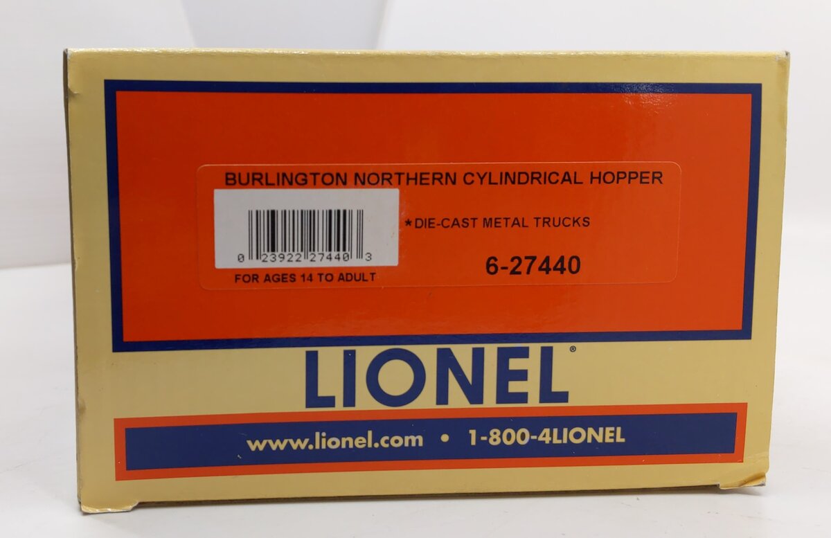 Lionel 6-27440 O Gauge Burlington Northern Cylindrical Hopper #458856